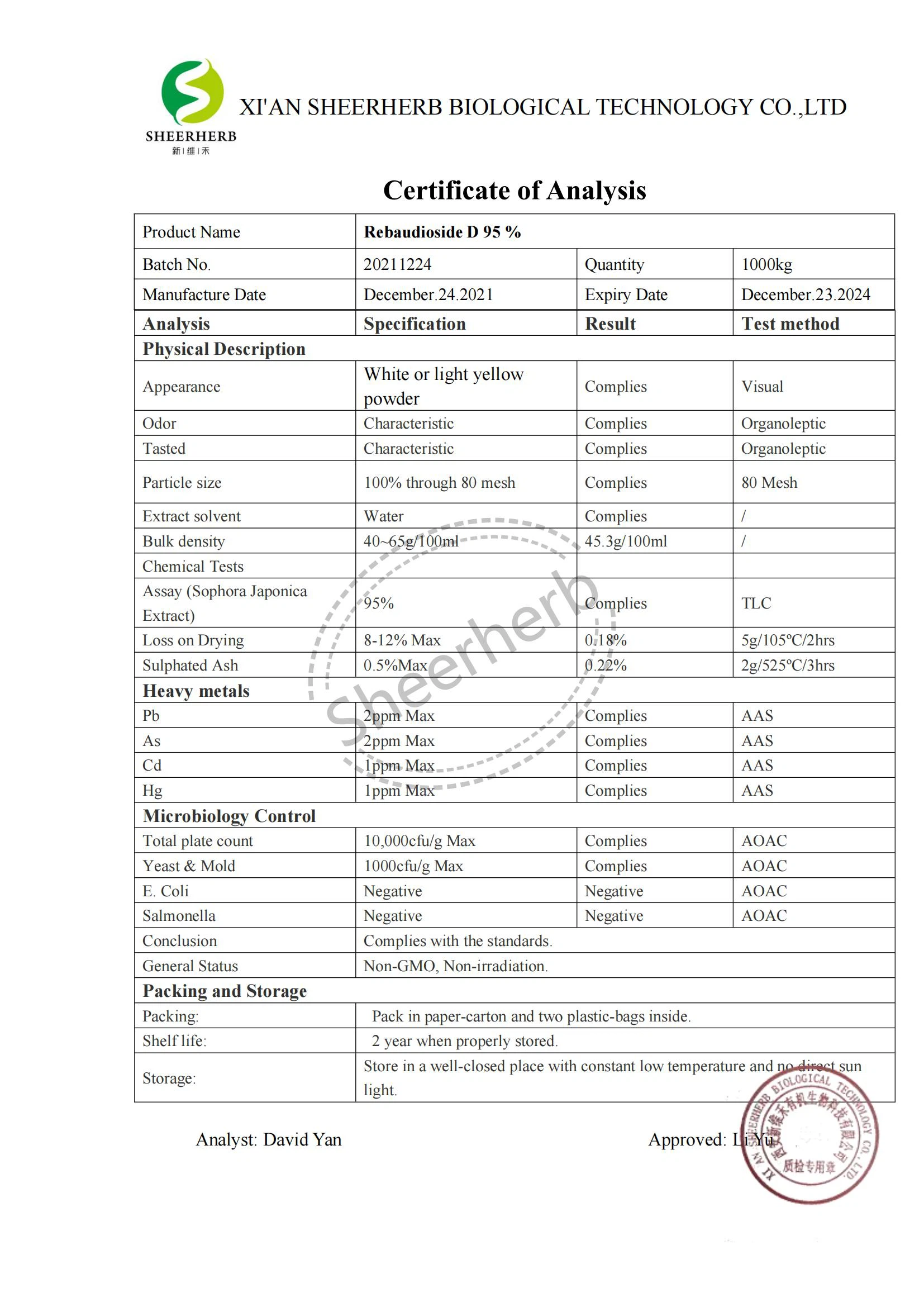 Rebaudioside D 95 %(COA)_00